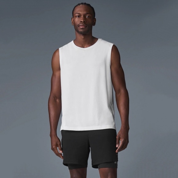 ALO Yoga The Triumph Muscle Tank in White - Picture 1 of 2